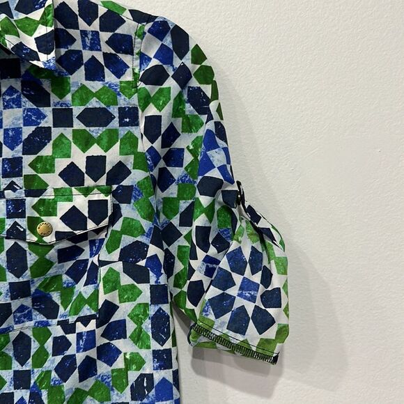 MICHAEL Michael Kors Rolled Up Sleeve Petite Zip Up Top - Picture 11 of 15